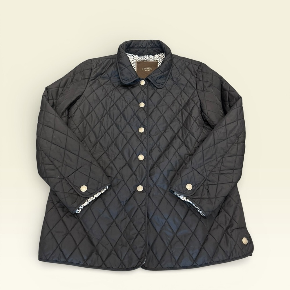 Coach Black Quilted Jacket Monogram Interior